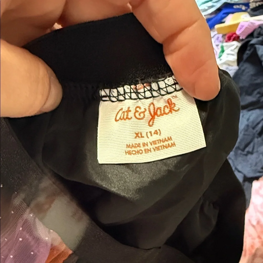 Cat & Jack Glittery Black, Orange, and Purple Mini Skirt